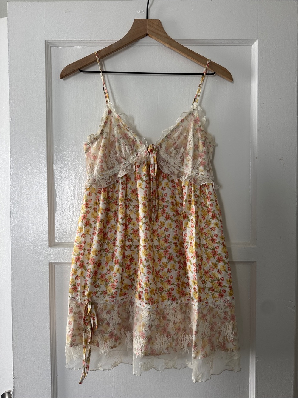 Free People Floral Lace Trim Chemise Slip